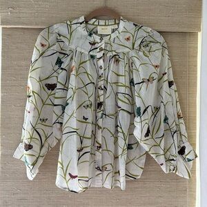 Maeve by Anthropologie White Blouse with Butterfly Print